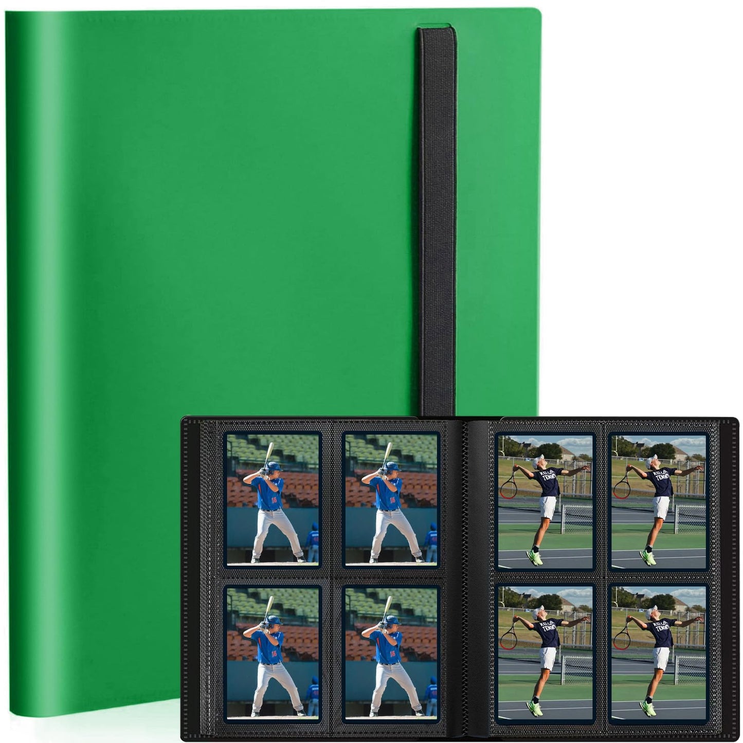 Card Binder  Small Card Album with PP Waterproof Pages  4 Pockets Trading Card Binder  Holds 160 Standard Cards  for TCG  MTG Collections Sports Cards Binder (Green)