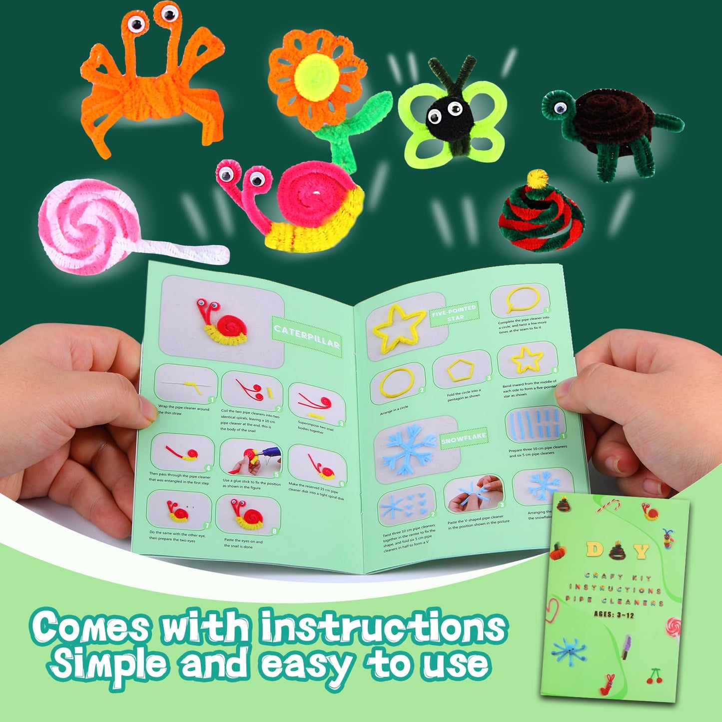 Zlulary 200 Pcs Pipe Cleaners Craft, Pipe Cleaners Chenille Stem, Pipe Cleaners for Crafts, Pipe Cleaners Craft Supplies with In