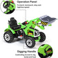 Glacer Ride On Excavator, 12V Battery Powered Digger W/ 2 Speeds, Forward & Backward, Front Loader Bucket, Horn, Safety Belt, El