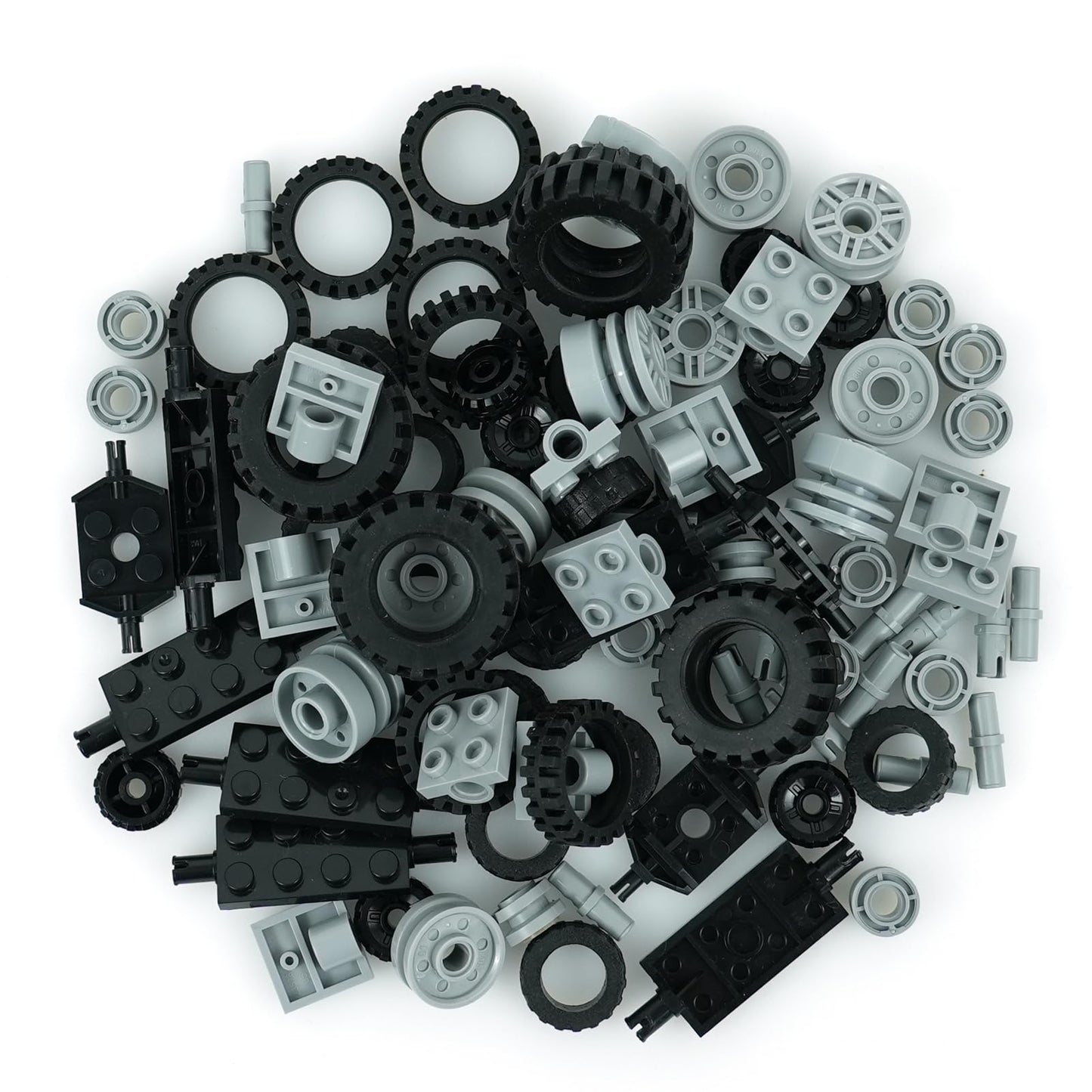 Wheels and Axles Building Blocks Set, Vehicle Truck Tires Compatible with Classic Bricks Car Parts