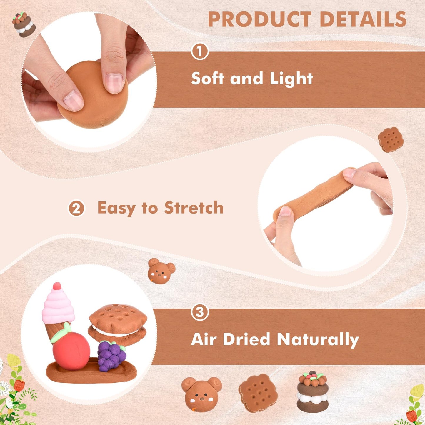WinnerWhy 72 Pcs 38oz Air Dry Clay Modeling Magic Ultra Light Modeling Clay for Kids DIY for Sculpting Air Dry School Gift(Light