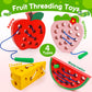 Naodongli Wooden Toys Lacing Toys For Toddlers 3-5,Plane Activities Car Travel Toys Montessori Educational Learning Threading Toys For Fine Motor Skills Birthday Easter Gift For Boys Girls(4 Pcs)
