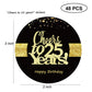 Sumerk 48 Pcs Cheers To 25 Stickers Large Bottle Stickers 25Th Birthday Stickers Card Seals 2 Inches Round Happy Birthday Party