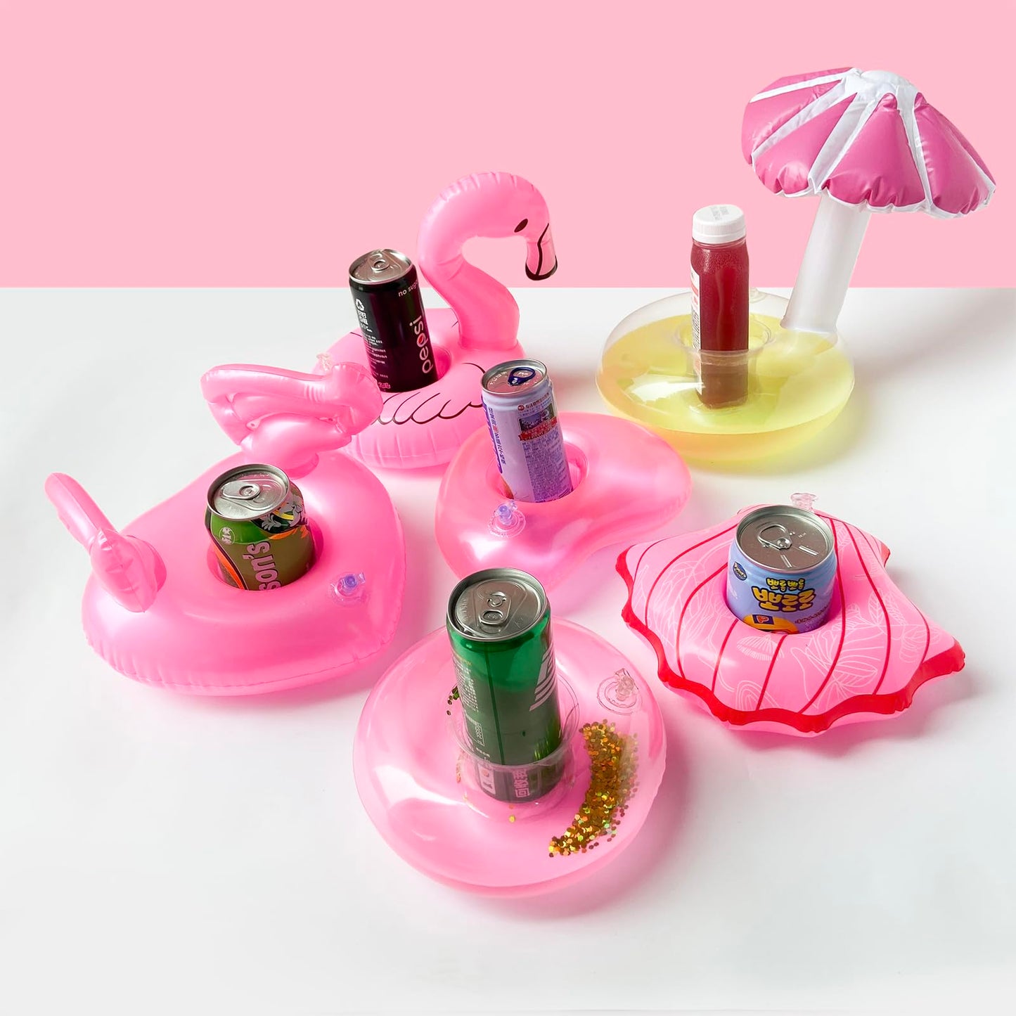 Kleeblatt Bachelorette Pool Floats Drink Holder,12 Pcs Pink Inflatable Pool Float, Pool Floaties for Girl Dolls,Bachelorette Poo