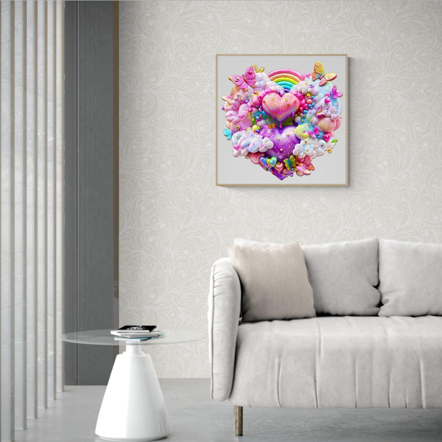 Valentines Day Gifts-Wooden Puzzles For Adults, Wooden Jigsaw Puzzles For Adults, Rainbow Cloud Unique Shaped Wood Puzzles Adult