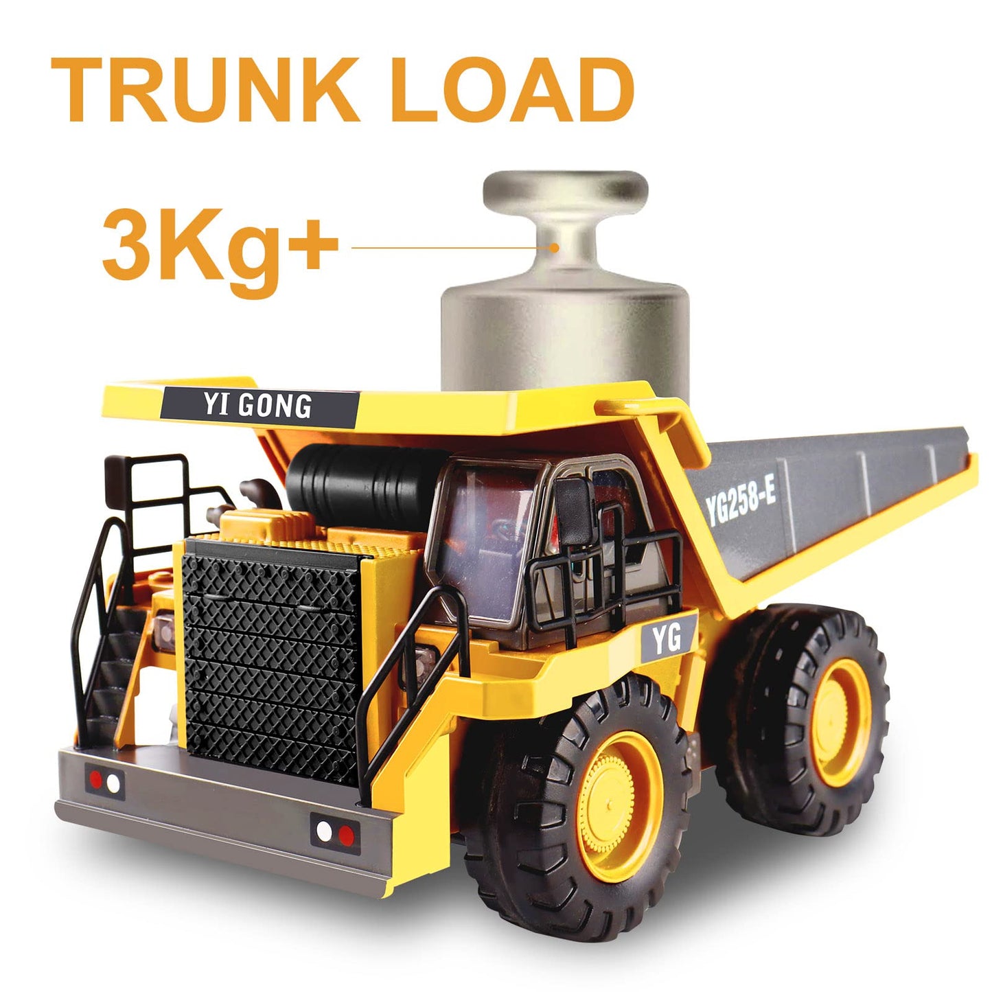 Dwi Dowellin Remote Control Dump Truck Toys for Boys 4-7,Construction Rc car with Metal Bed Lights/Sounds for Kids Age 8-12 Year