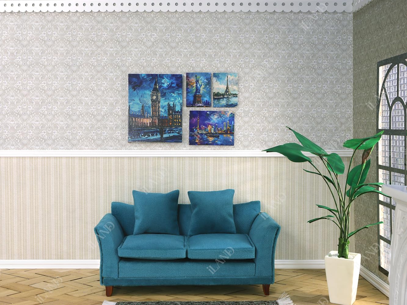 iLAND Originality Dollhouse Wallpaper 39 * 15.7 inch, Dollhouse Accessories on 1:12 Scale or 1:6 Scale (Poetic Elegance)