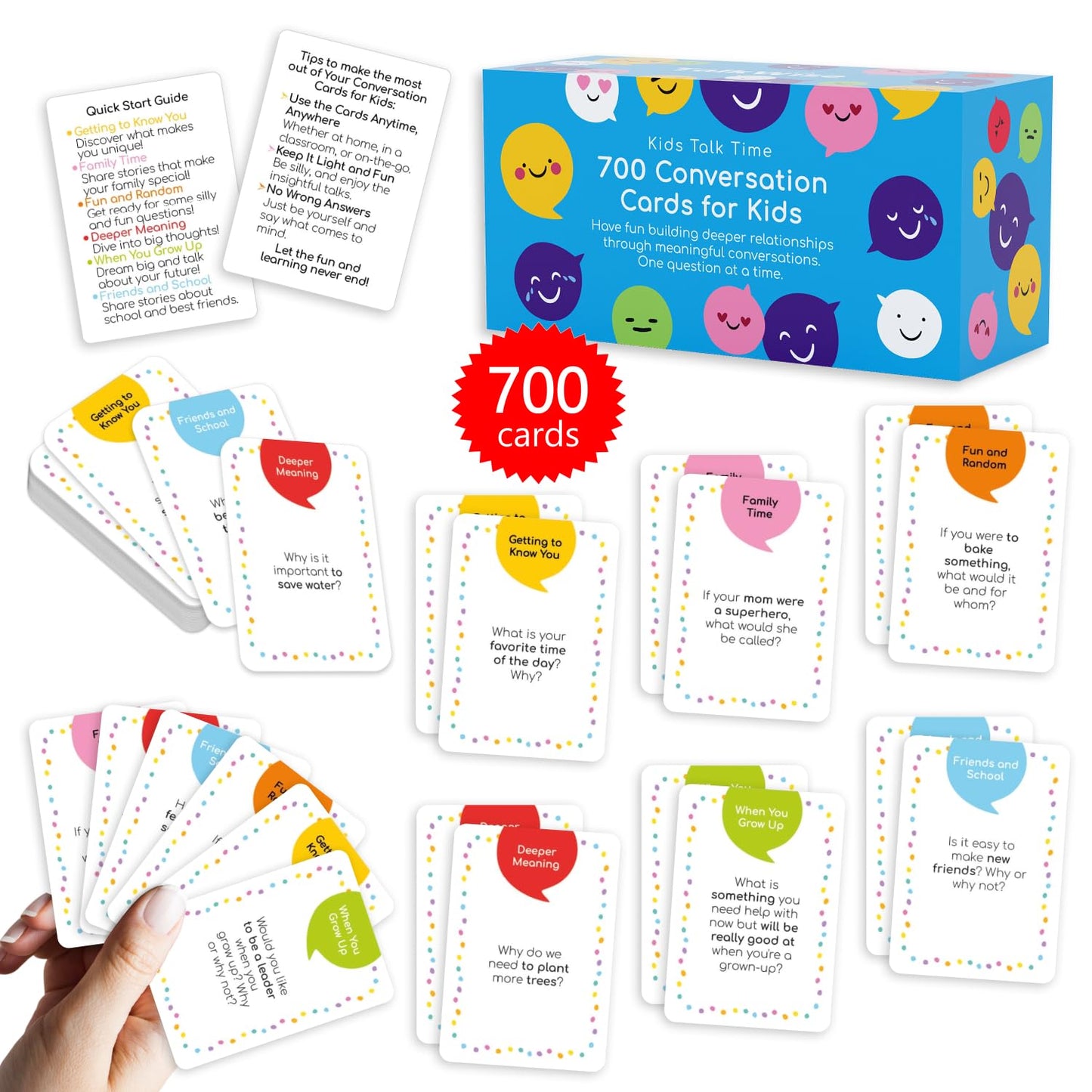 700 Conversation Cards For Kids, Fun Kids Conversation Starter Cards For Kids, Teens, Family Night, Dinner, Play Conversation Ga