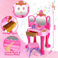 Toddler Vanity Magic Makeup Set Table And Chair Girl Toys Automatically Mirror With Music Light Pink Girls Toys 2 3 4 5 Year Old
