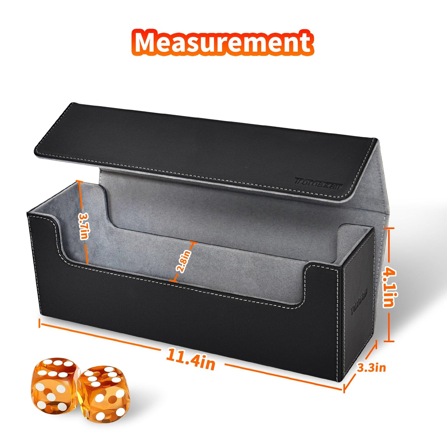 Tombert Premium Deck Box Case For Mtg Ptcg, Large Capacity With 6 Dividers, Fits 800+ Sleeveless Cards Or 500+ Sleeved Cards Tcg Trading Card Games (Black&Gray)