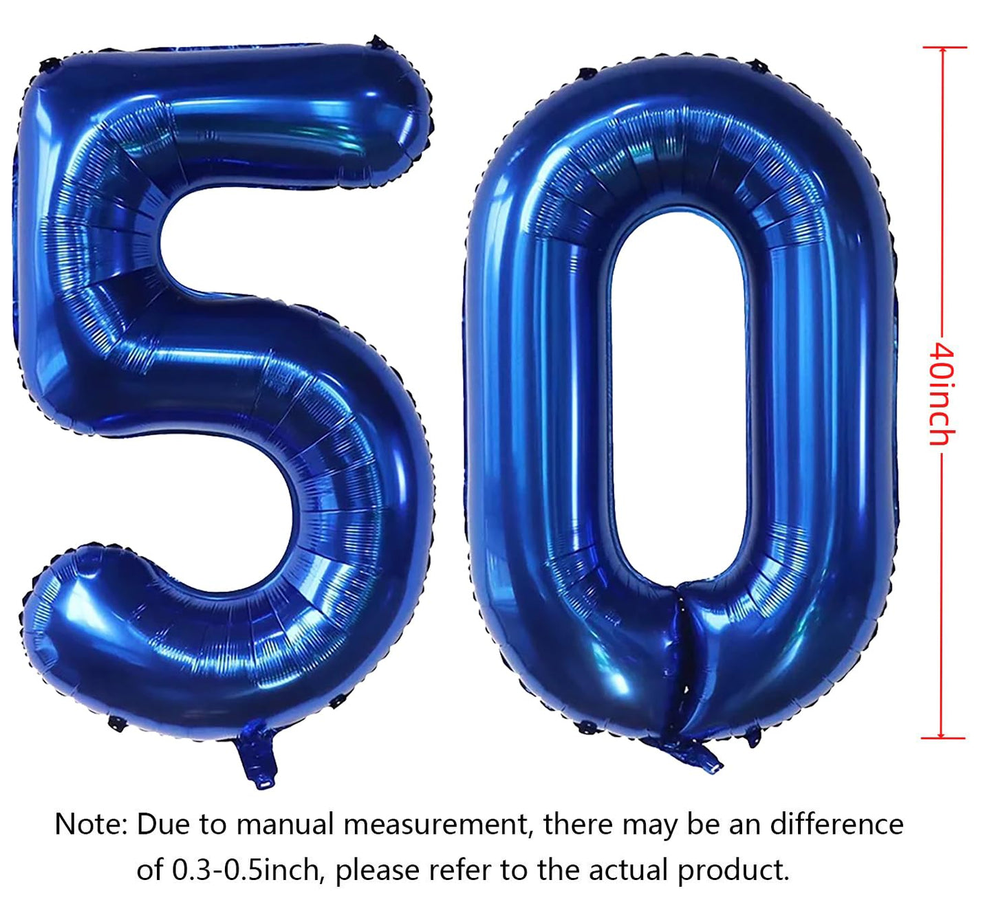 EBAIJQUO 40-Inch Navy Blue Self-Sealing Number 50 Balloons for Birthday & Anniversary Decor, Extra Large Aluminum