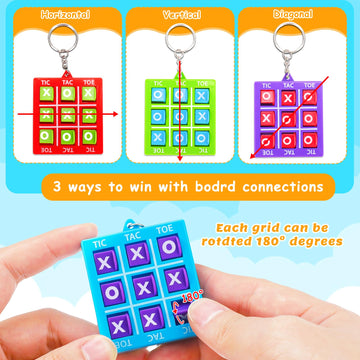16 Pcs Tic Tac Toe Game Keychain Party Favors For Kids 4-8 8-12 Birthday Goodie Bags Stuffers Treasure Chest Prize Box Toys For Kids Classroom Rewards Return Gift Pinata Fillers Easter Basket Stuffers