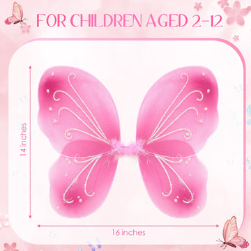 Junkin 24 Pcs Fairy Wings For Girls Butterfly Angel Wings Costume Bulk 14 X 16 Inch Vintage Princess Wings Kids' Dress Up Access