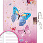 Ginmlyda Girls Diary With Lock For Kids, 7X5.25 Inches 160 Lined Pages Secret Pink Butterfly Notebook For Girls Journal With Loc