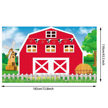 Farm Barn Door Backdrop Birthday Party Supplies Barn Door Backdrop Banner Farm Photography Props Photo Booth For Themed Birthday Party Supplies 72.8 X 43.3 Inch(Red)