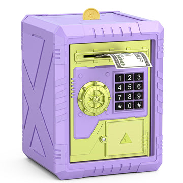 Summidate Piggy Bank for Kids Girls, ATM Piggy Bank with Password Access and Customizable Code, Electronic Saving Box with Autom