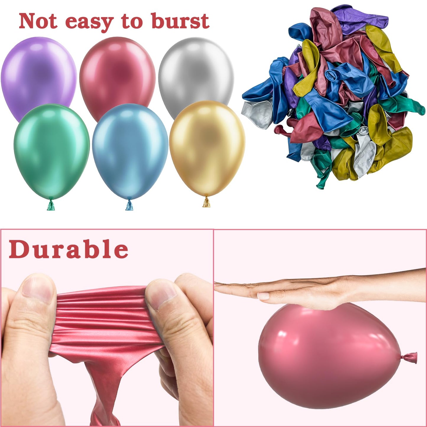 Nisocy Metallic Balloons Arch Garland Kit, 104Pcs 18In 12In 10In 5In Chrome Gold Silver Green Purple Red Balloons For Engagement