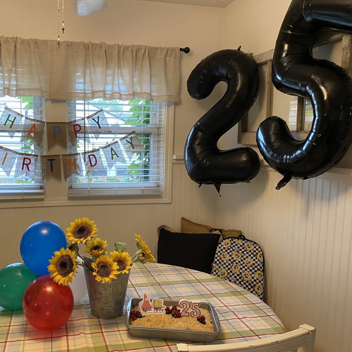 Paticool 25 Number Balloon Black, 40 Inch Large 25/52 Number Foil Mylar Balloons For 25Th Birthday Party Celebration Decorations