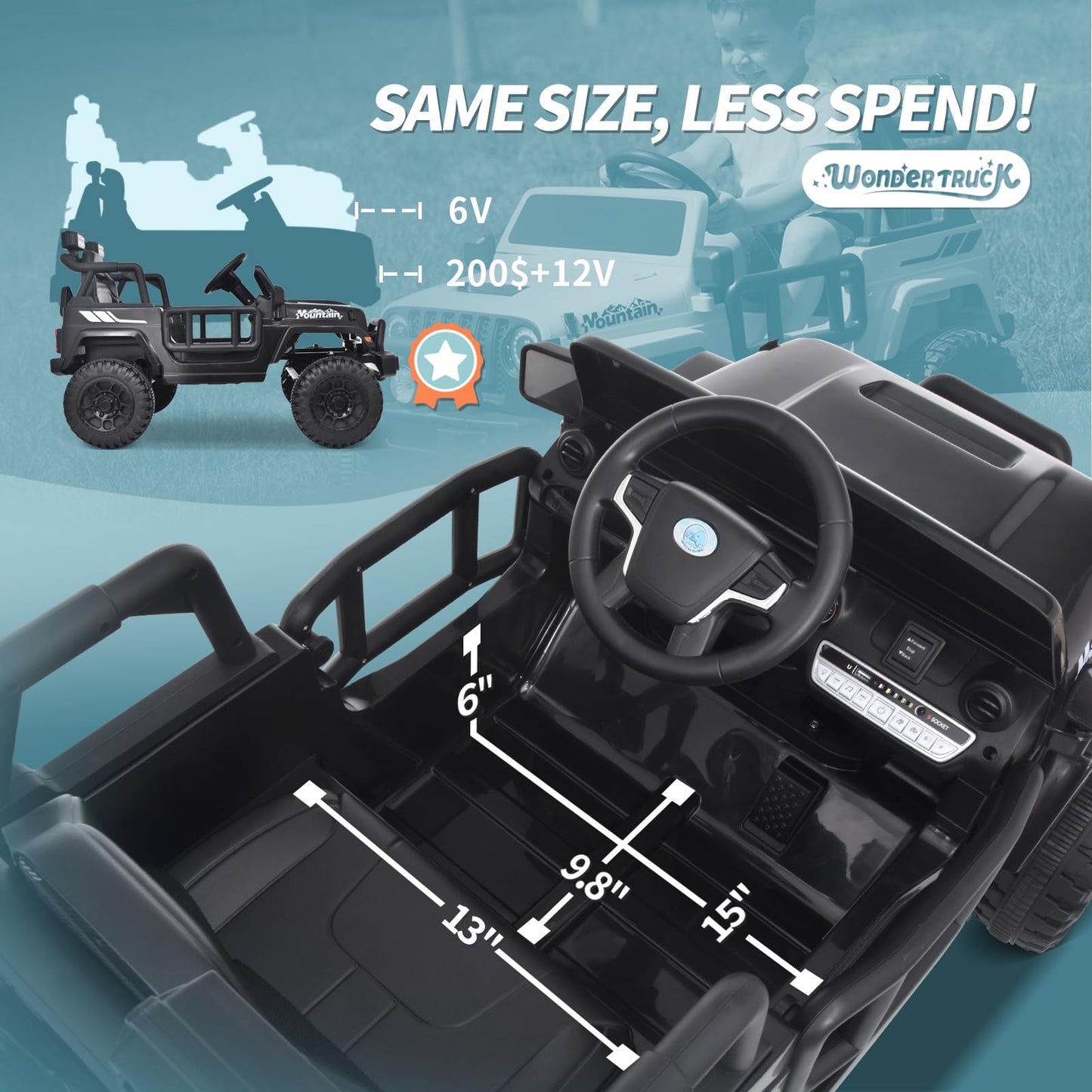 Joywhale 12V Kids Ride on Truck Battery Powered Motorized Car Electric Vehicle for Kids, with Remote Control, 4-Wheel Suspension