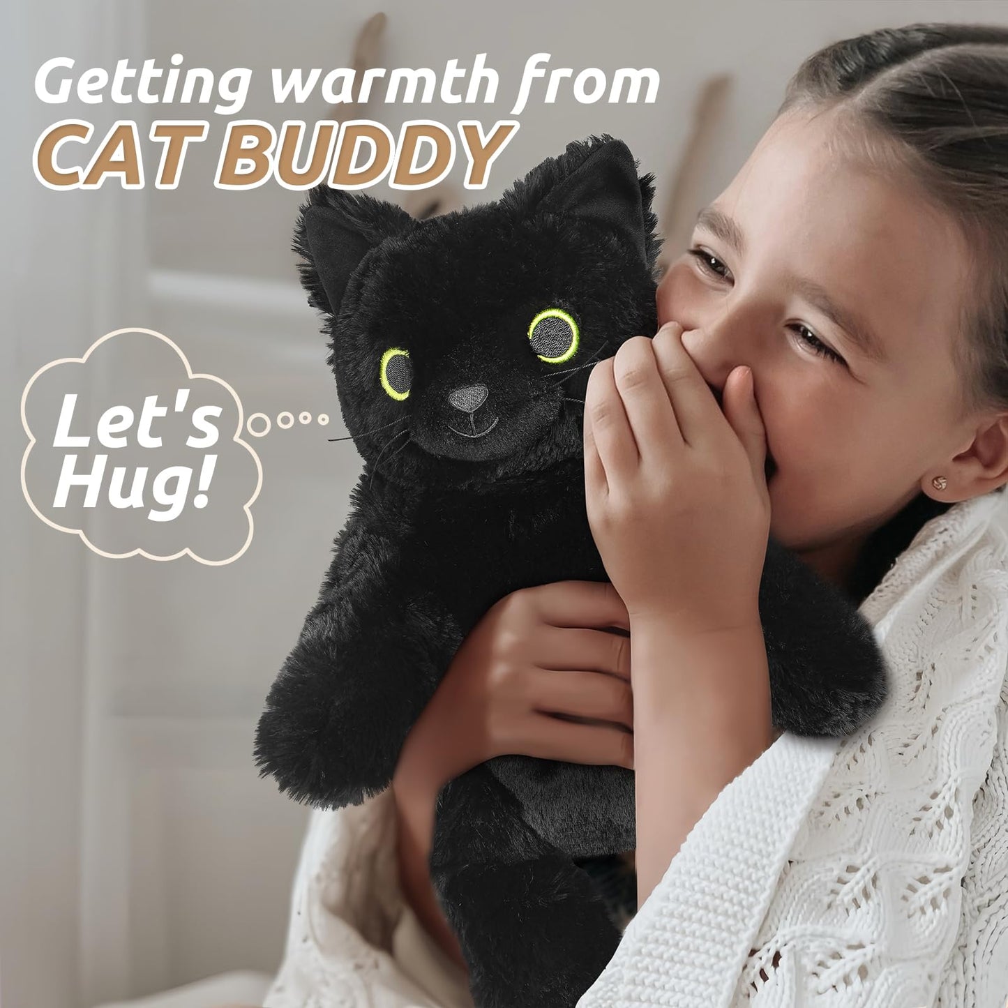 Cuckool Microwavable Black Cat Stuffed Animal - Lavender Scented Heating Pad for Stress Relief, Model LT-Black Cat -2