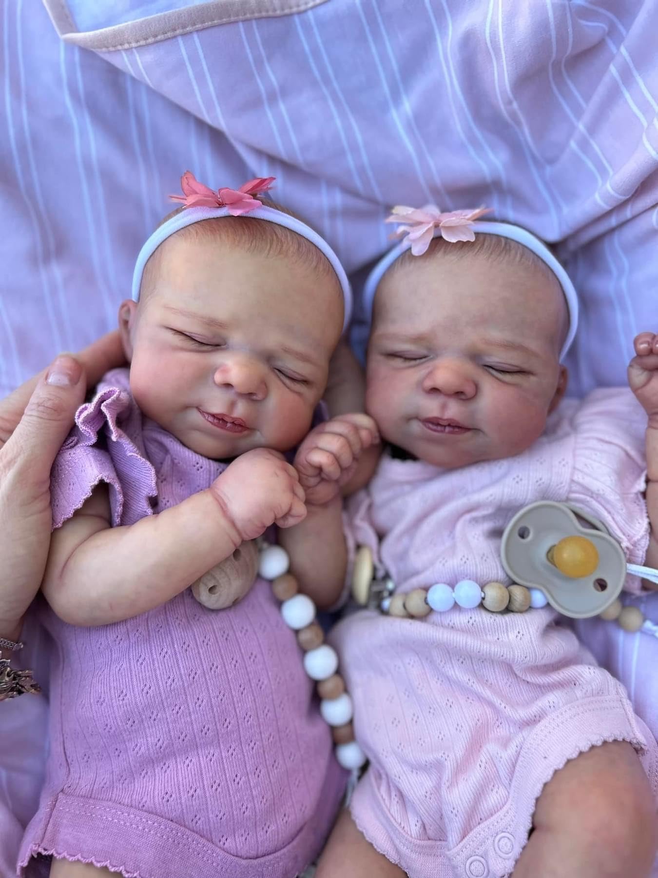 Anano Twins Reborn Baby Dolls Full Body Silicone Babies 18 Inch Realistic Newborn Dolls Twins Lifelike Reborn Twins Girls Full B