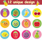 500 Pcs Fruit Roll Stickers, Happy Fruit Stickers, Colorful Fruit Smile Face Stickers Lovely Apple Orange Banana Pear Grapes Sti