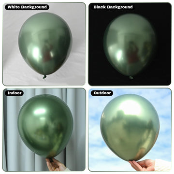 Jobkoo Green Metallic Balloons, 50Pcs 10Inch Chrome Dark Green Balloons Metallic Retro Sage Olive Green Party Balloons Hunter Gr