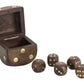 Authentic Models, Dice In Box, Wooden Vintage Collection, Honey Brass Finish - 5 Dice Set