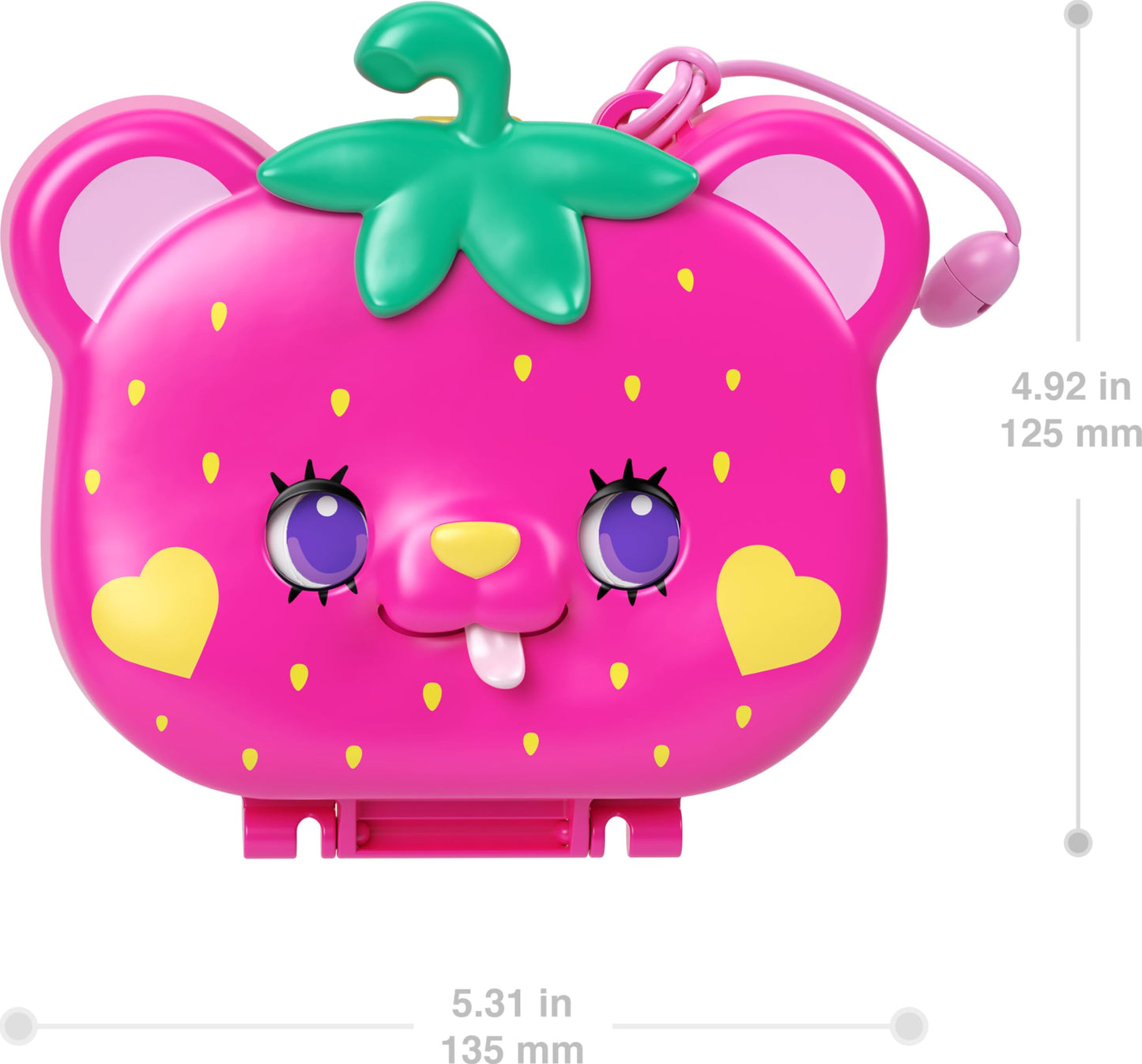 Polly Pocket Dolls & Playset, Straw-Beary Patch Compact With 2 Micro Dolls & 12 Accessories, Travel Toy With Fidget Exterior