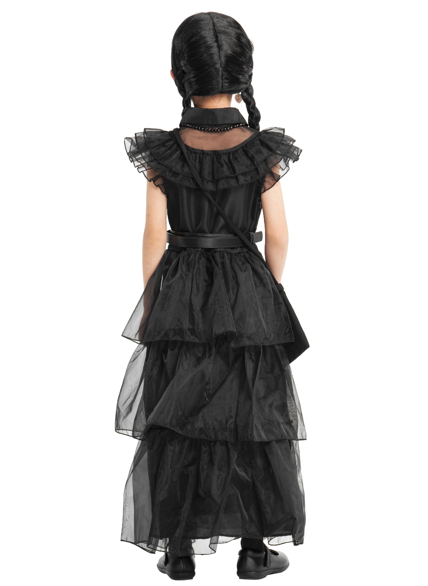 Ikali Girls Role Play Dress-Up Set With Accessories, Black Party Dress Cosplay Outfit For Kids Toddlers 4-6 Years