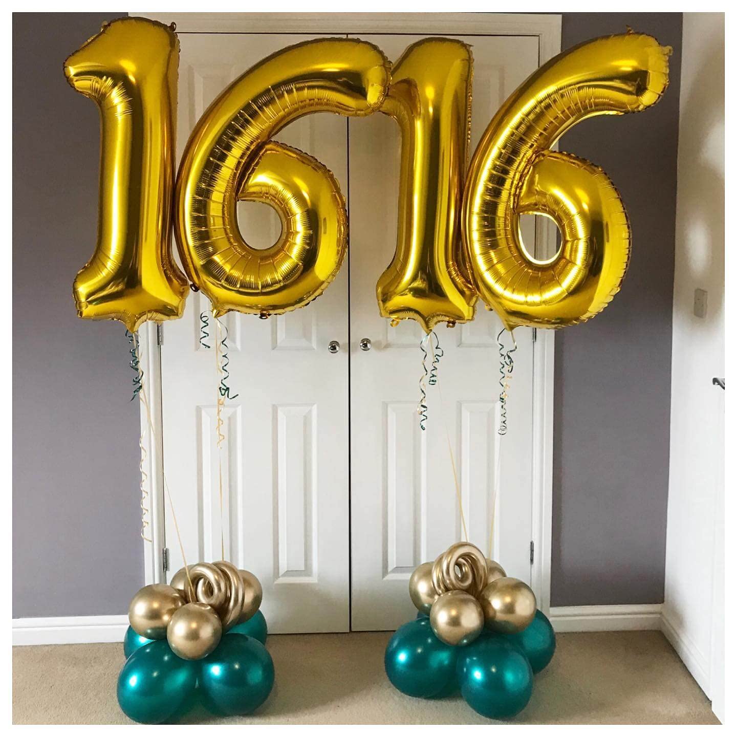 40 Inch Gold 14 Number Balloons Giant 14 Or 41 Balloons Gold Birthday 14 Balloons 14Th Birthday Anniversary Party Decorations
