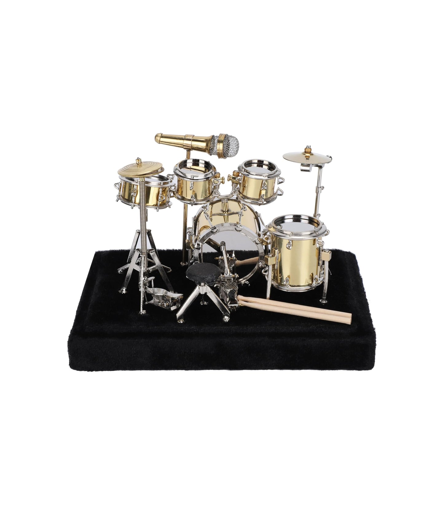 Mini Drum Set With Display Box And Base, Metal Mini Drum Kit, Miniature Musical Instrument Drum Set, Mini Drums For Gifts Famili