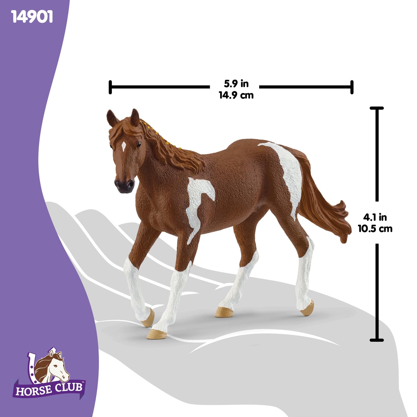 Schleich Horse Club - Paint Horse Mare - 6'' Hand-Painted Collectable, Realistic Toy Horse Figurine For Girls And Boys. Durable,