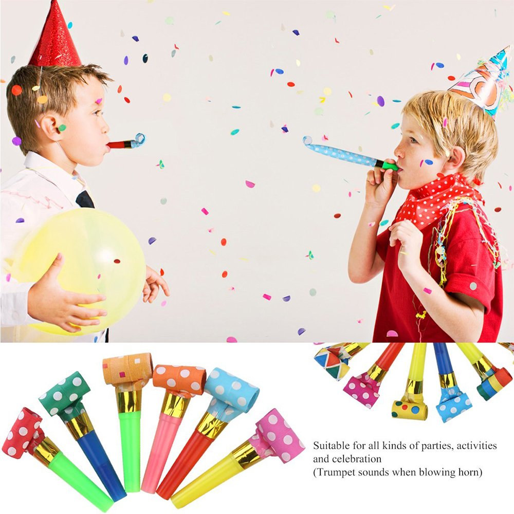 Koogel 100 Pcs Party Blower, Colorful Birthday Noisemakers Birthday Blow Horns Party Whistles New Years Party Noisemakers Whistl