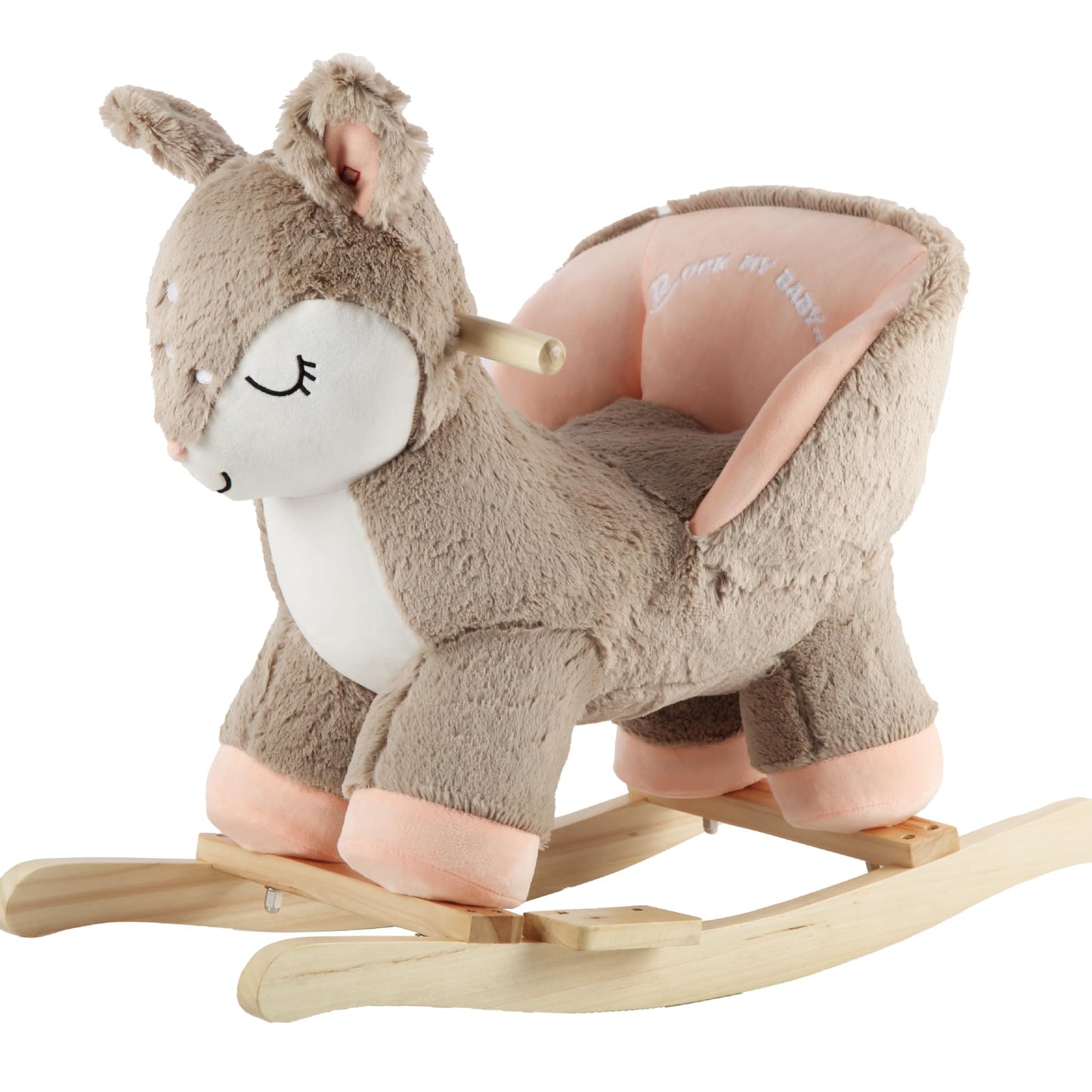 Rock My Baby Rocking Horse Deer with Chair, Plush Stuffed Animal Rocker, Baby Rocker with Sweet Music, Animal Ride on,Pink Deer,