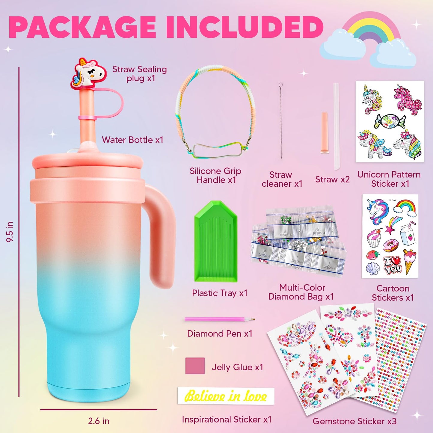 Decorate Your Own Water Bottle Kits for Girls- 4 5 6 7 8 Year Old Unicorn Painting Crafts, Fun Arts and Crafts for Kids Ages 4-6