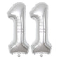 40 Inch Number Balloons 11, Silver Helium Foil Number 11 Balloons, Large Number Balloon Age Balloon For Boys Girls Birthday Part