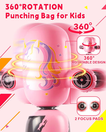 VCOLAN Punching Bag for Kids,63inch Kid Punching Bag,New Upgraded 360Rotating Inflatable Boxing Bag Toy Christmas Birthday Gift