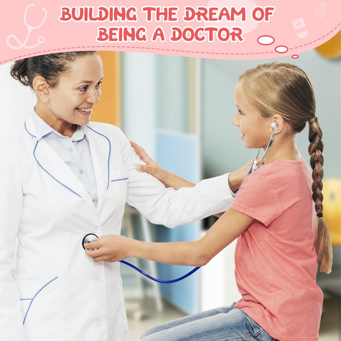 ERDOGLY Kids Stethoscope, 2 Pack Real Working Nursing Stethoscope for Kids, Toy Medical Kit for Toddler, Doctor Play Set for Rol