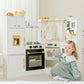 Interactive Wooden Toy Play Kitchen Playset For Kids - Realistic Lights & Sounds, Corner Design With 8 Accessories, Gift For Gir