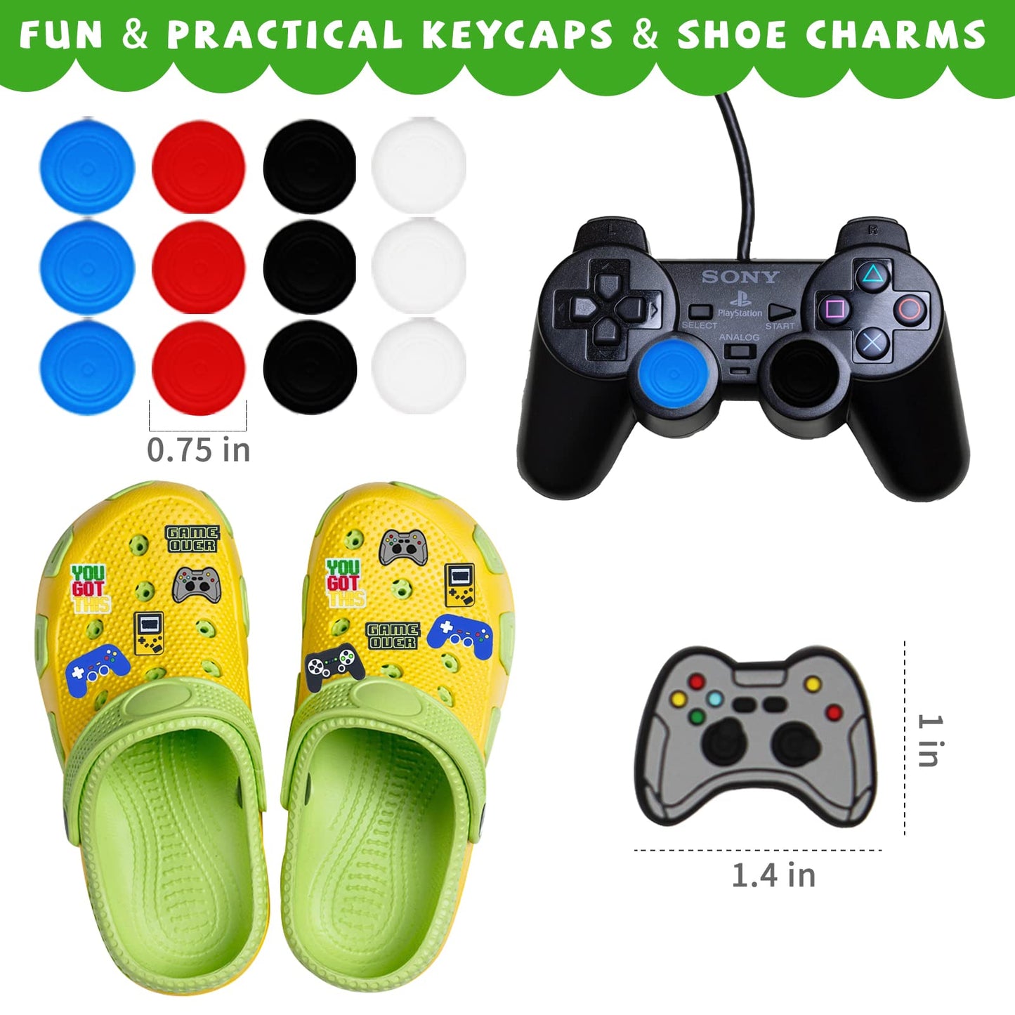 Bluegogo Video Game Party Favors, Gamer Party Favors - Vip Passes Keychains Tattoo Stickers Shoe Charms Button Caps Bags For Gam