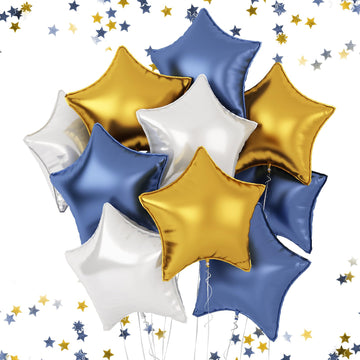 Feyg Matte Blue Star Balloon, 18 Inches, Pack Of 10, For Helium, Birthday, Graduation, Wedding Decorations