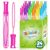 Bubble Wand, 24 Pcs Bubble Wands Bulk in 6 Colors, Bubble Party Favors for Kids, Summer Toys, Indoor Outdoor Activity, Themed Bi