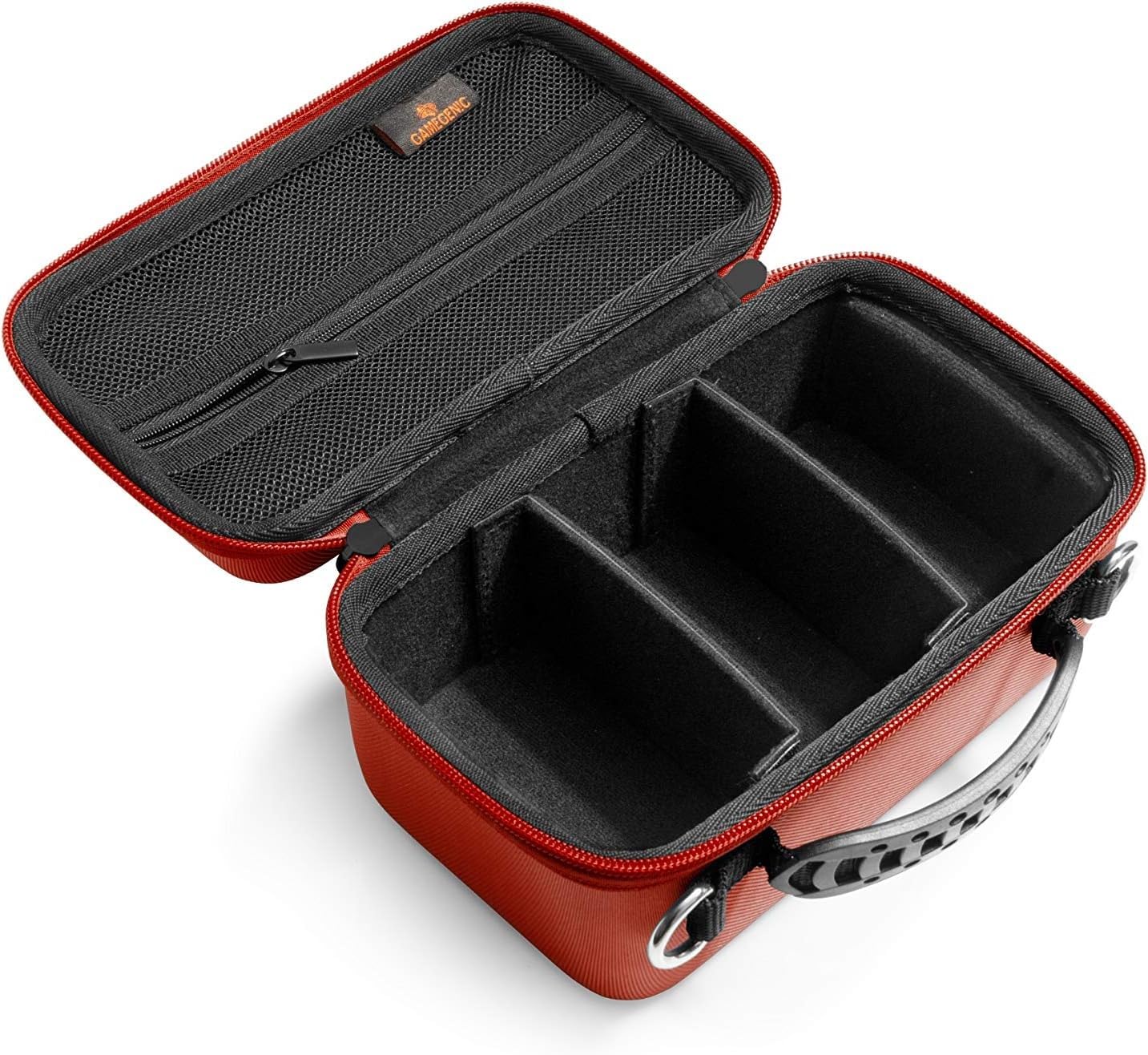 Gamegenic Game Shell 250+ | Portable Case For Board Games And Card Games | Holds Up To 250 Double-Sleeved Cards | Accessories Compartment Holds Tokens And Dice | Red Color | Made By