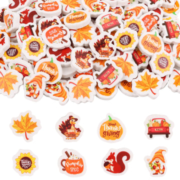 CCINEE 120Pcs Thanksgiving Mini Erasers for Kids, Fall Holiday Erasers Bulk for Desk Pets Classroom Rewards 3D Maple Pumpkins Su