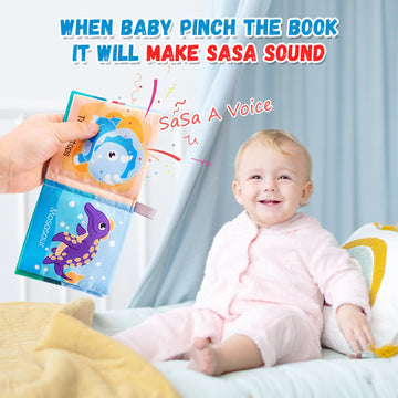 Looklebe Soft Baby Crinkle Book Set,6Pcs Bath Books,Nontoxic Fabric Soft Cloth Books For Babies,Early Education Toys Giftable,Id