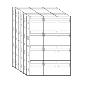 Coin Pocket Pages - Standard 9-Hole Coin Pocket Inserts Collecting Sleeves for Coins 10 Sheets CS03 Series (12 Pocket(63mm X 67m