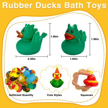 Olah-Olah 50 Pcs Rubber Ducks In Bulk, Jeep Ducks For Ducking, Assorted Rubber Ducks Jeep Ducking - Toddler Baby Bath Toys Assor