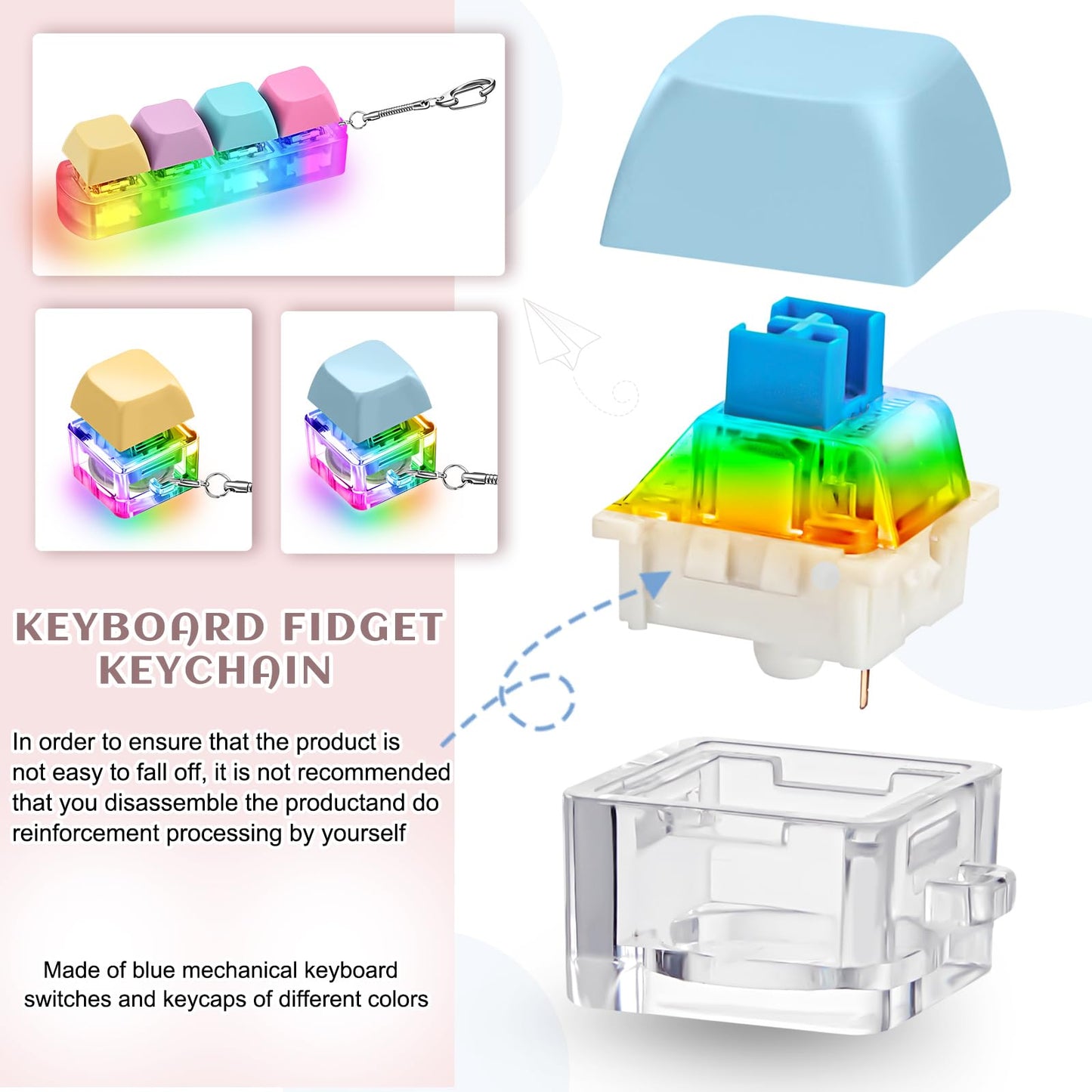 Taiyin 3 Pcs Decompression Toys Keyboard Clicker  Keyboard Cube Mechanical Key Toy Keyboard Button Stress Relief for mature-themed Gifts to Relief Pass Time (Funny)