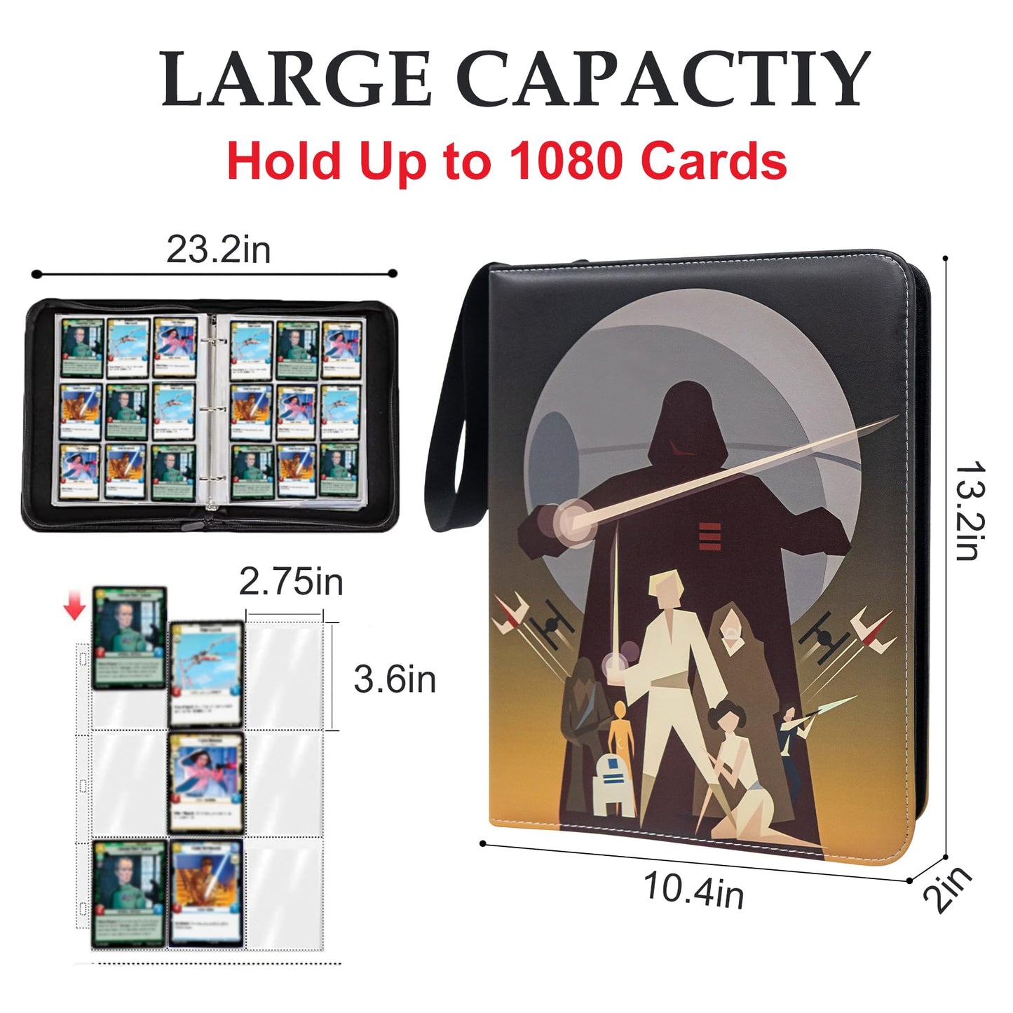 Card Binder for Star Wars Trading Cards 9 Pocket with 60 Sleeves up to 1080 Cards Waterproof Card Storage Book Star Wars Cards Display Case